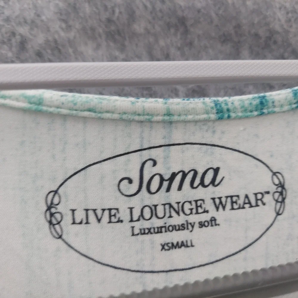 Soma Live Lounge Wear Sleep Dress XS Sleeveless Comfy‎ Asymmetric Hem Ombre Blue